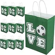 HOOTNEE 10pcs Decorative Football Snack Bags Sturdy Paper Present Bags for Parties Collapsible Design for Football Birthdays Celebrations Easy Storage Use