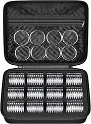 96 Pieces 46mm Coin Capsules, with Foam Gasket and Plastic Storage Organizer Box, 6 Sizes (20/25/27/30/38/46mm) Coins Collector Case Holder for Coin Collection Supplies(Black)