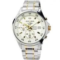 在飛比找momo購物網優惠-【SEIKO 精工】精工三眼計時賽車錶-中金(SKS629P