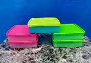 Tupperware Square Away ORIGINALS 1.25 Cups Ea THE FIRST SANDWICH KEEPER'S Set 2