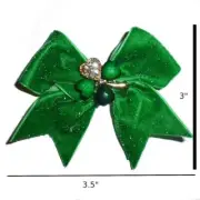 St. Patrick's day green glitter velvet rhinestone clover dog collar slide