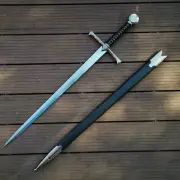 Double Edged Straight Blade Knight Crusader Sword Warrior Combat Battle Ready