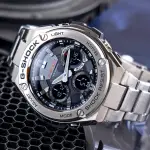 【CASIO 卡西歐】G-SHOCK 強悍太陽能雙顯運動錶-銀(GST-S110D-1A)