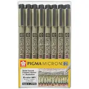 Sakura Pigma Micron 05 Pen 0.45mm Assorted 8 Pack