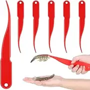 Gisafai 6 Pcs Shrimp Peeler Plastic Deveiner Cleaner Tool for Kitchen Shrimp Deveining Peel Tool, 10.2 Inch(Red)