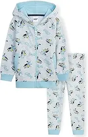 [Bluey] Tracksuit and Toddlers Hoodie and Joggers 2 Piece Set 18 Months-5 Years Comfy Loungewear Kids Tracksuit (3-4 Years, Grey/Blue)