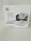 Maison Rouge 4 Coaster Set with Black Wooden Storage holder NEW OPEN BOX