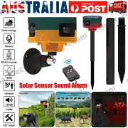 Solar Power Motion Sensor Sound Light Alarm Dog Barking Gunshots Repeller 6 LED