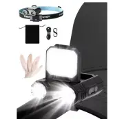 LED Hard Hat Light 5 Modes Headlamp Rechargeable Clip on Cap with Motion Sensor