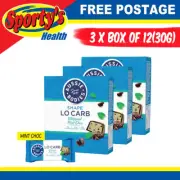 AUSSIE BODIES LO CARB WHIP'D PROTEIN BARS 3 BOXES OF 12, 36 X 30G MINT CHOC