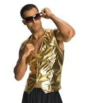 Old School Mens Halloween MC Hammer Vest Gold ONE SIZE