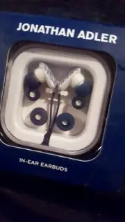 Jonathan Adler Wired Earphones Headset Mic Ear Buds iPhone Android Samsung NEW