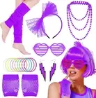 7Pcs Fancy Dress Accessories Set, 1980S Retro Costume Kit with Bow Headband Leg