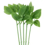 10 Pcs Floral Wire Stem with Leaves Artificial Plastic Rose Floral Wire Stems