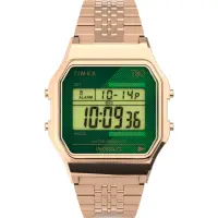在飛比找momo購物網優惠-【TIMEX】天美時 T80電子錶 玫瑰金x綠 TXTW2V