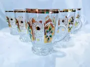 Bohemia glass tea, coffee cups decorated gold and enamel, 6 pcs II.