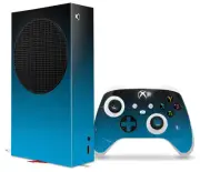Skin Wrap for XBOX Series S Console Controller Smooth Fades Neon Blue Black