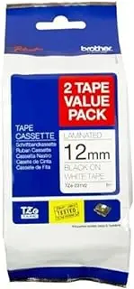 Brother Genuine TZe-231 Laminated Tape, Black on White, 12mm x 8m, Twin Pack