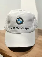 BMW Motorsport white three stripe snapback cap / hat