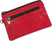 [CATIEBYE] Men's Business Wallet Retro Zipper Money Bag for Travel Multi-functional Leather Wallet for Male Red