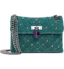 NWT $215 KURT GEIGER London Velvet Brixton Mini Blue Lock Handbag