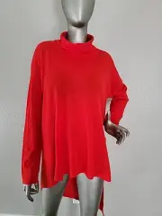 Eileen Fisher High Low Ultrafine Merino Lava Cowl Neck Top Size M $268