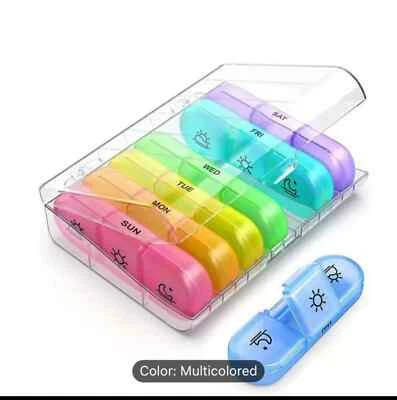 7 Day Pill Box Organiser – Weekly AM PM Tablet Dispenser, Colour-Coded Medicine