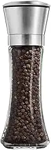 Salt and Pepper Shakers Grinders Set Refillable Stainless Steel,Adjustable Coarseness Mills Glass Material to Refill Sea Salt,Small Peppercorn,Black Pepper,Fits in Home,Kitchen,Barbecue,Party