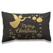 Merry Christmas Pillow Case 12x20 Inch Gold Angel Stars 12*20 Inch Multi-bb02