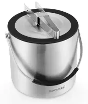 3L Stainless Steel Ice Bucket with Airtight Lid, Strainer and Ice Tongs, Doub...