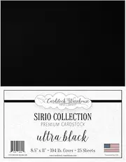 Sirio Ultra Black Cardstock, Thick Card Stock Paper from Cardstock Warehouse 8.5 x 11-104 lb. Cover - 25 Sheets