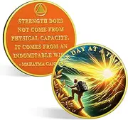 CHURYUML One Day at A Time Sobriety Coin Sober Chip Non-Religious AA Coins Recovery Anniversary Medallions Sobriety Gifts for Women Men Alcoholics Anonymous Addiction Recovery Gift