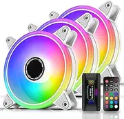 EZDIY-FAB White Moonlight 120mm RGB Case Fan with Fan Hub X and Remote,Motherboard Aura SYNC,Speed Control,Addressable Fan for PC Case-3 Pack