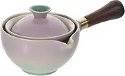 GRADENEVE Ceramic Rotating Teakettle with Infuser Portable Rotatable Teapot Elegant Design Unique Handle for Tea Lovers and Housewarming