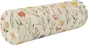 GuoChe Decorative Bolster Pillow Rustic Spring Flowers Leaves Beige Neck Roll Pillow Insert 5.5" x 17" Round Pillow Insert Cushion Insert Knee Support Pillow