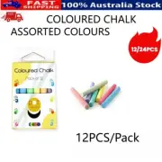 12pcs Coloured Chalk Sticks Teaching Writing Arts Drawing Wall Sidewalk AU