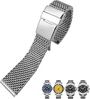 [BANDKIT] 24mm Watch band For Breitling Strap Wristband Full Silver With Folding Buckle Bracelet 316L Solid Stainless Steel 22mm 24mm Watchbands