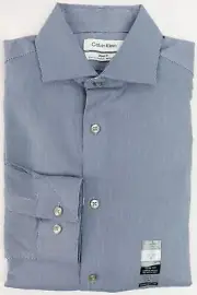 New Mens Calvin Klein Steel Slim Fit Blue Stretch Dress Shirt S 14.5 32/33