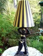 PLASTIC RIBBON YELLOW & BLACK LAMPSHADE for *TALL* BARSONY LADY LAMP