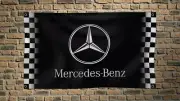 Mercedes-Benz Checkered 3x5 FT Flag Car Black Banner for Workshop Man Cave Wall