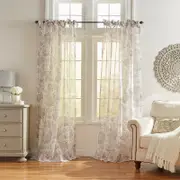 Elrene Home Fashions Westport Floral Tie-Top Sheer Curtain Panel, 52 x 84