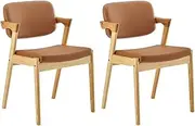Set of 2 Matt Blatt Kai Replica Danish Dining Chairs (Tan PU/Ash) - MBKAI2DCTWA