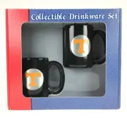 Tennessee VOLS Coffee Cups 2 x Black Mugs Set NCAA Volunteers Orange Power T NEW