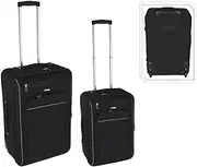 [PR WORLD] 90499 Set of 2 Black Travel Suitcases Multi-Coloured