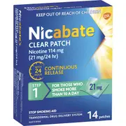 Nicabate Nicabate Clear Patch Quit Smoking Step 1, 21 Mg 14 pack