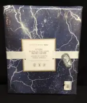 Pottery Barn Teen lightning Storm Glow in the Dark Duvet Cover Full Queen Blue