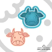 Mini Cow Head Cookie Cutter and Embosser - 3.8cm x 5cm