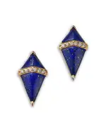 Bloomingdale's Fine Collection Lapis & Diamond Geometric Stud Earrings in 14K Yellow Gold