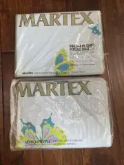 Vintage Martex Volante Percale Full Size Flat and Fitted Sheets Blue NOS