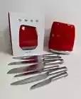 Smeg 7 Piece Stainless Steel Knife Block Set New In Box red